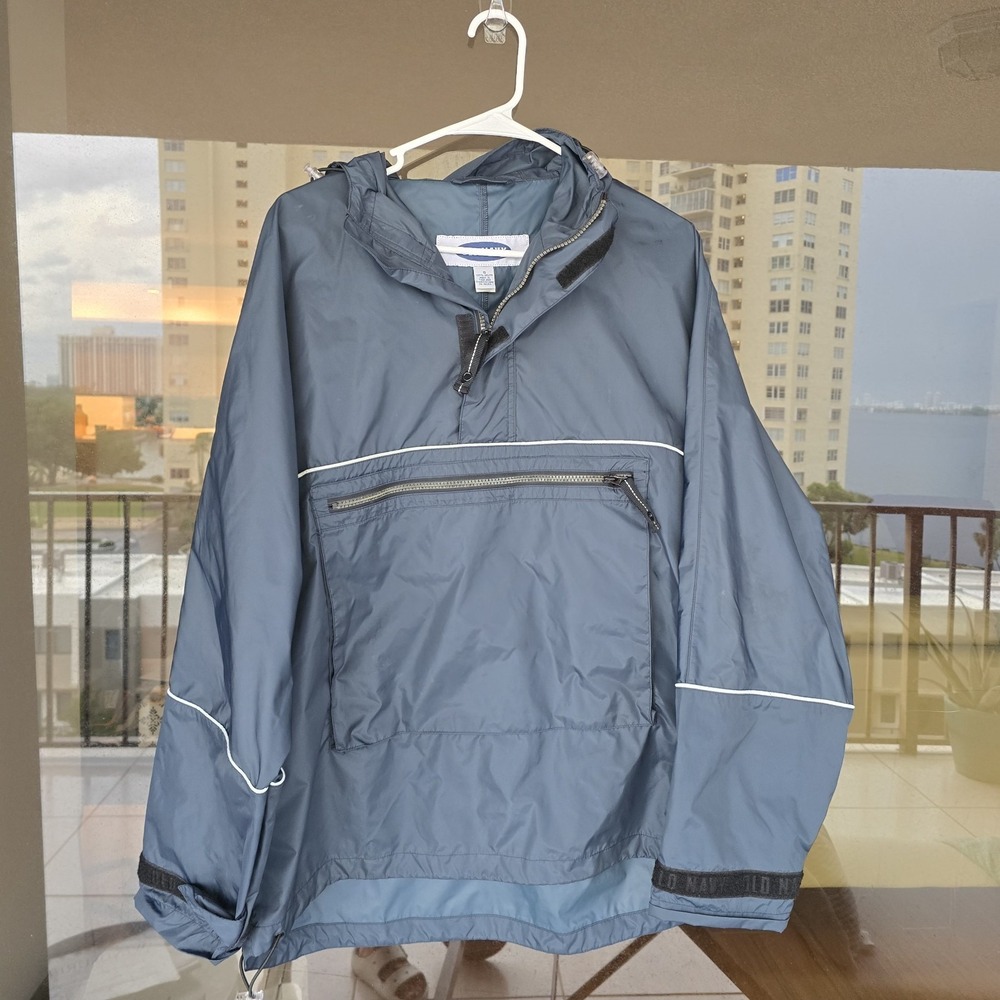 Old Navy Jacket Mens Small Blue Kangaroo Anorak Pullover Windbreaker oversized